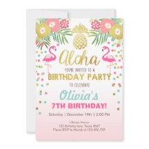 Flamingo convite de festas Tropical Birthday luau