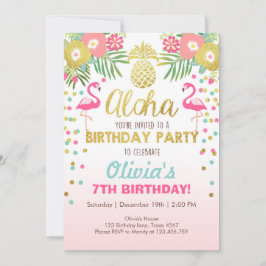 Flamingo convite de festas Tropical Birthday luau