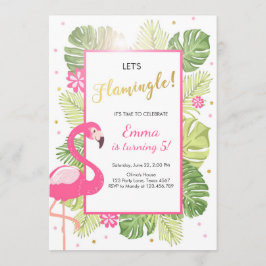 Flamingo convite de festas Tropical Birthday luau