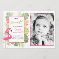 Flamingo convite de festas Tropical Birthday luau