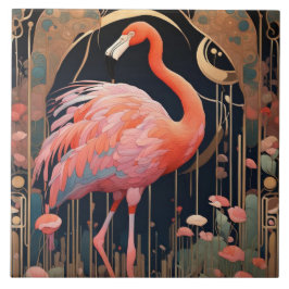 Flamingo Cor-de-Pássaro Cor-de-rosa Arte Deco Nouv