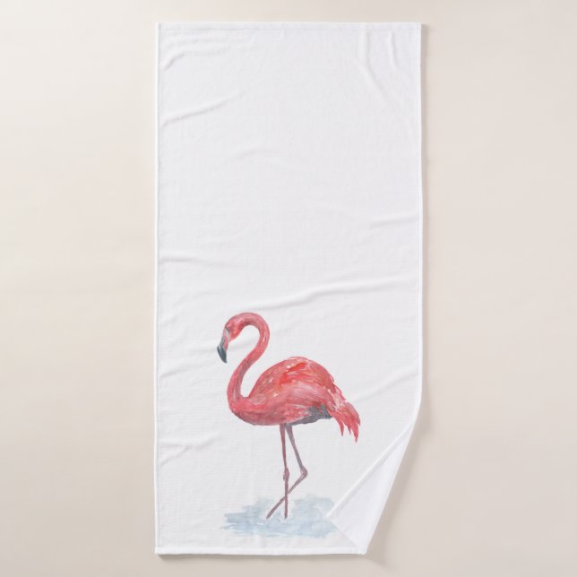 Flamingo cor-de-rosa, aquarela. Toalha de rosto (Toalha de Banho)