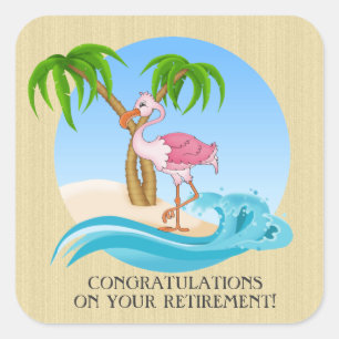 Flamingo Cor-de-rosa felicita o adesivo de aposent