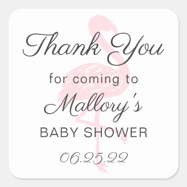 Flamingo cor-de-rosa Obrigado pelo adesivo (Frente)
