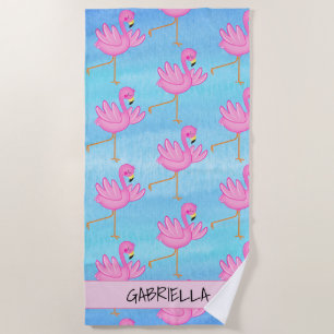 Flamingo cor-de-rosa toalha de praia personalizada