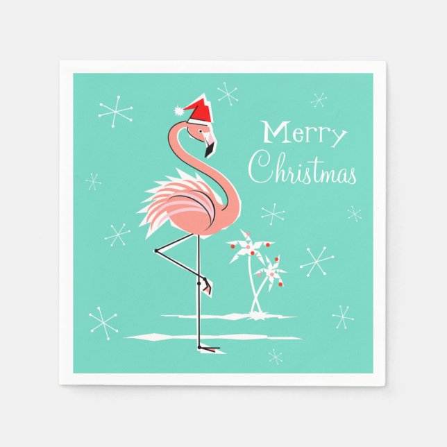 Flamingo de Natal Merry guardanapo (Frente)