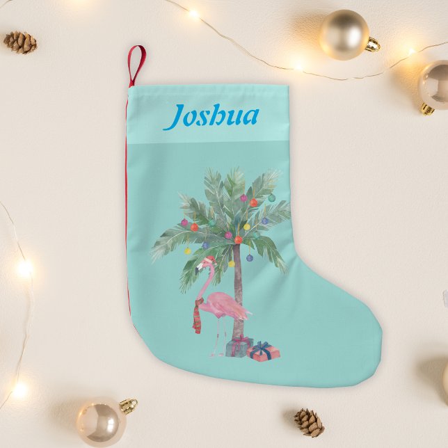 Flamingo de Natal Nome  Pequena Meia de Natal (Criador carregado)