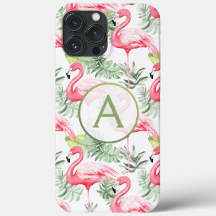 Flamingo e Folhas Tropicais Coloridas P & Monogram