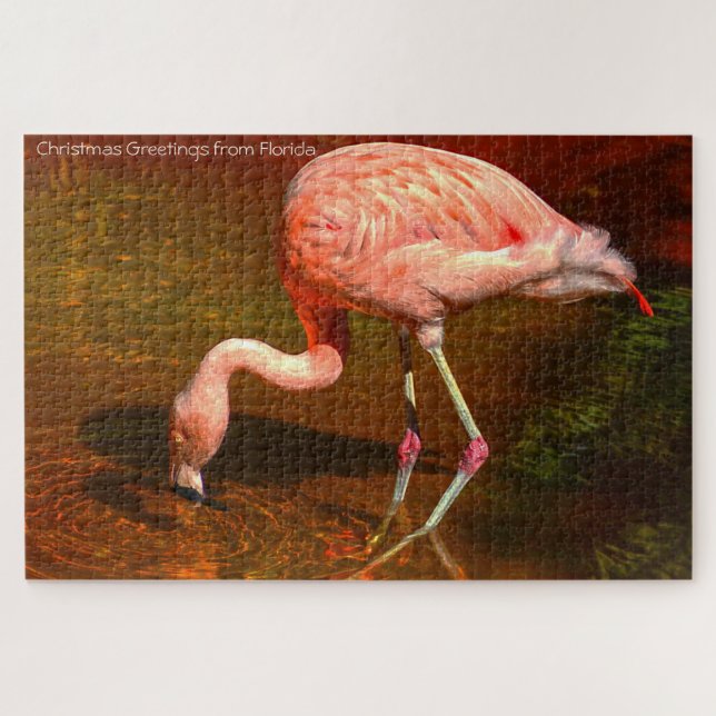 Flamingo, Flórida, rosa. Quebra-cabeça de serra (Horizontal)