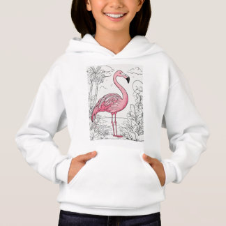 Flamingo Frenzy: Hoodie Pullover