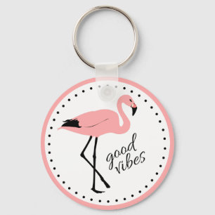 Flamingo Good Vibes, Chaveiro preto-rosa-preto