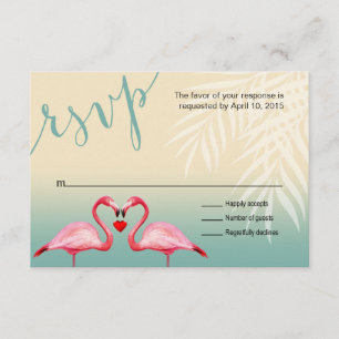 Flamingo Heart Kiss RSVP   azul-menta