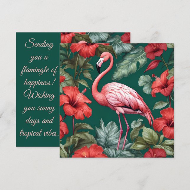 Flamingo Hibiscus Flores Emerald Green (Frente/Verso)