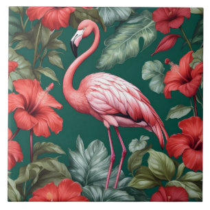 Flamingo Hibiscus Flores Emerald Green