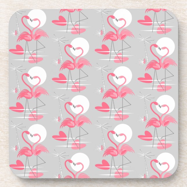 Flamingo Love Coroa de porta copos enrolada (Frente)