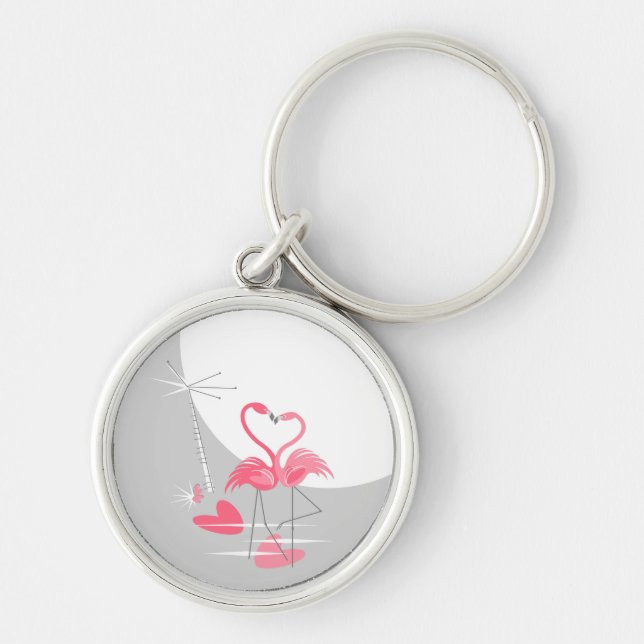 Flamingo Love Grand Moon premium chaveiro (Frente)