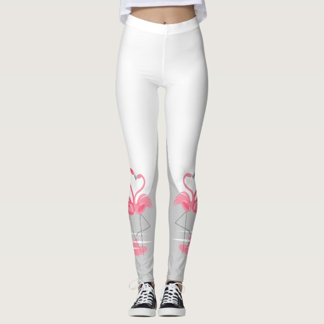 Flamingo Love Grandes Leggings da Lua (Frente)