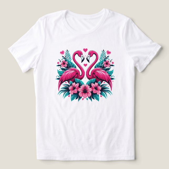Flamingo Love Heart – Tropical Floral Romance (Design frontal)
