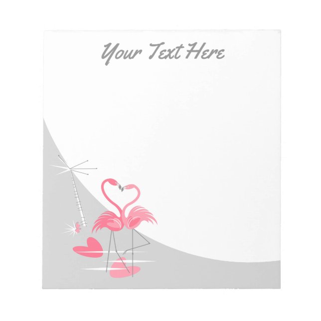 Flamingo Love Large Moon Text Bloco de Notas (Frente)
