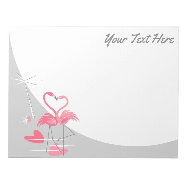 Flamingo Love Large Moon Text, bloco de notas hori (Frente)