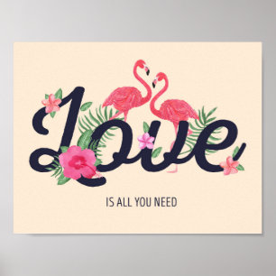 Flamingo Love Poster