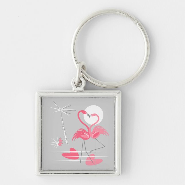 Flamingo Love Premium chaveiro (Frente)