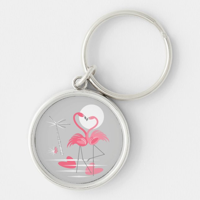 Flamingo Love premium chaveiro round (Frente)
