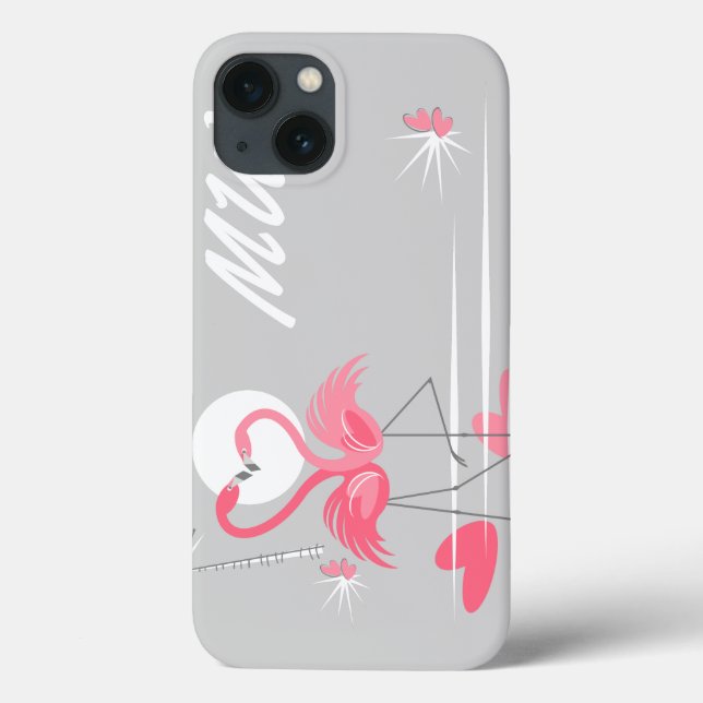 Flamingo Love Side Monograma IPad Mini horizontal (Verso)