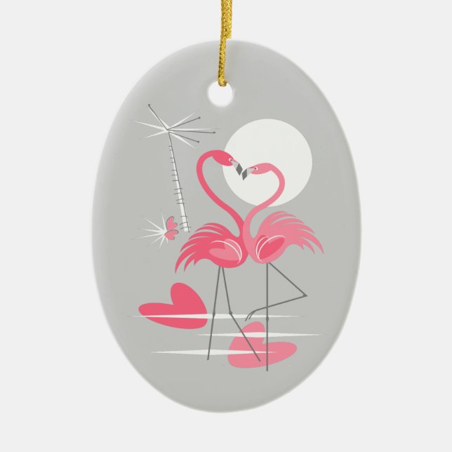 Flamingo Love texto ornamento oval (Frente)