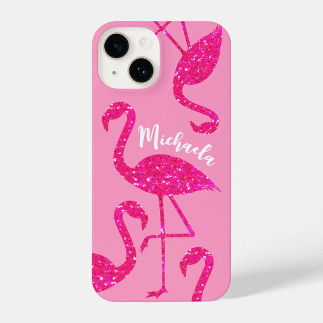 Flamingo neon rosa brilha personalize seu nome (Verso)