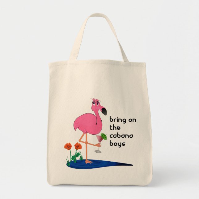 Flamingo no bolsa ou na bolsa de praia das férias (Frente)