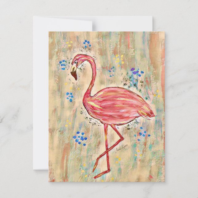 Flamingo Painting Greeting Card Personalize-o (Frente)