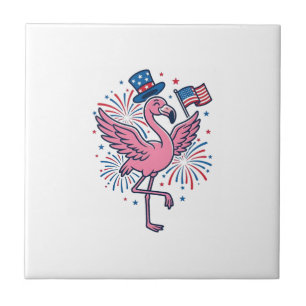 Flamingo Patriótico Fogo de Artifício Design Vetor
