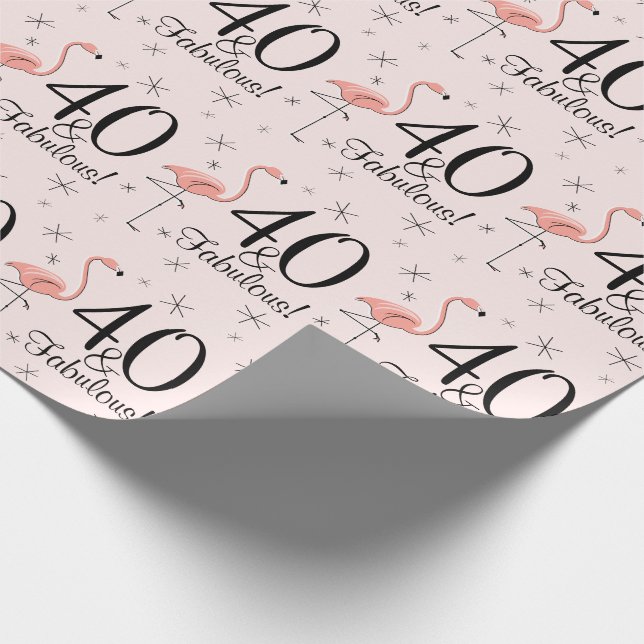 Flamingo Pink '40 e Fabuloso!' papel de embrulho (Ponta)