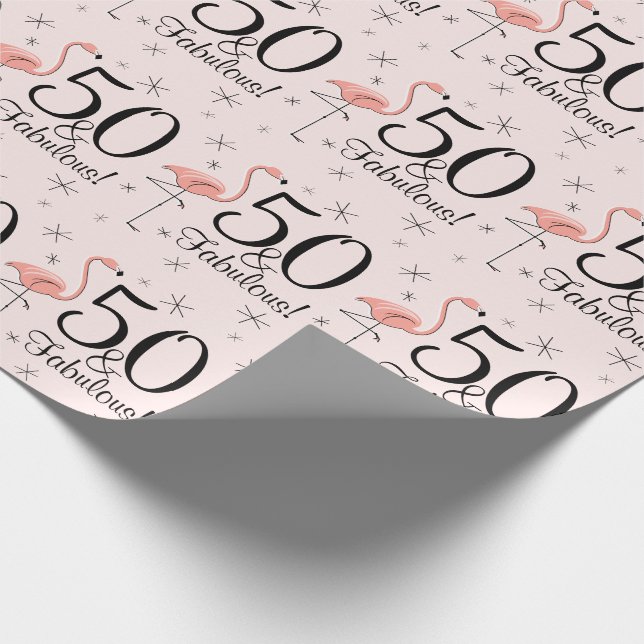 Flamingo Pink '50 e Fabuloso!' papel de embrulho (Ponta)