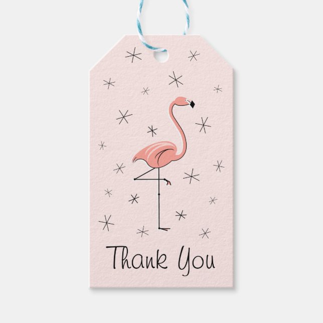 Flamingo Pink Obrigado Etiquetas de presentes (Frente)