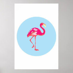 Flamingo, poster azul, poster tropical,