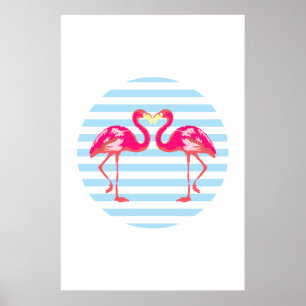 Flamingo, poster de aves, cores de verão,
