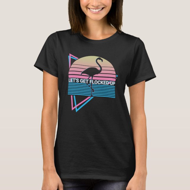 Flamingo Retro Vamos Bloquear Pullover Hoodi (Frente)