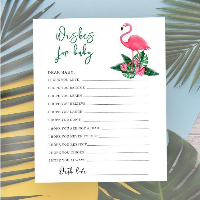 Flamingo rosa aquarela - desejos para o bebê (Criador carregado)