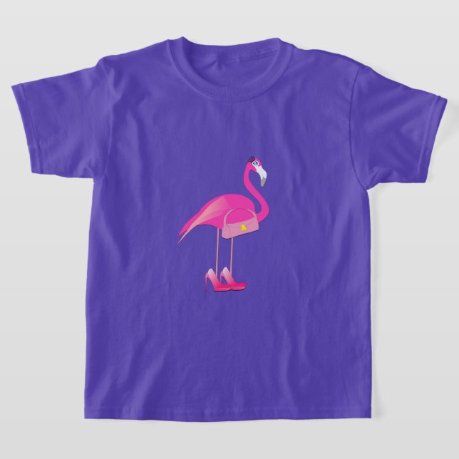 Flamingo Rosa - Camisa Básica Para Meninas (Postura )