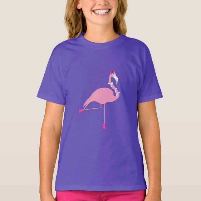 Flamingo Rosa - Camisa Básica Para Meninas (Frente)