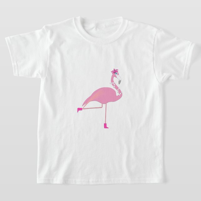 Flamingo Rosa - Camisa Básica Para Meninas (Postura )