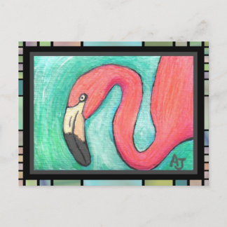 Flamingo rosa - cartão postal artístico (2)