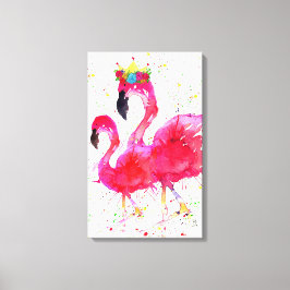 Flamingo rosa-claro com Canvas coroa 16"x26"