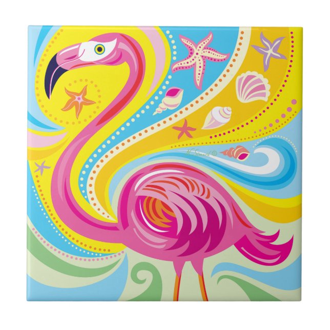 Flamingo Rosa com Estrela do Mar (Frente)