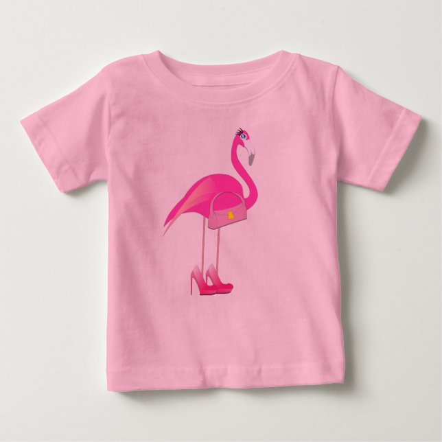 Flamingo rosa -  de camiseta do Baby Fine Jersey (Frente)