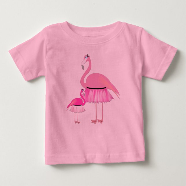Flamingo rosa -  de camiseta do Baby Fine Jersey (Frente)