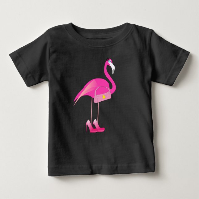 Flamingo rosa -  de camiseta do Baby Fine Jersey (Frente)