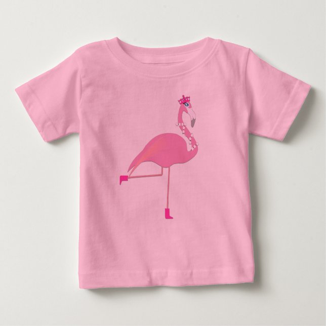 Flamingo rosa -  de camiseta do Baby Fine Jersey (Frente)